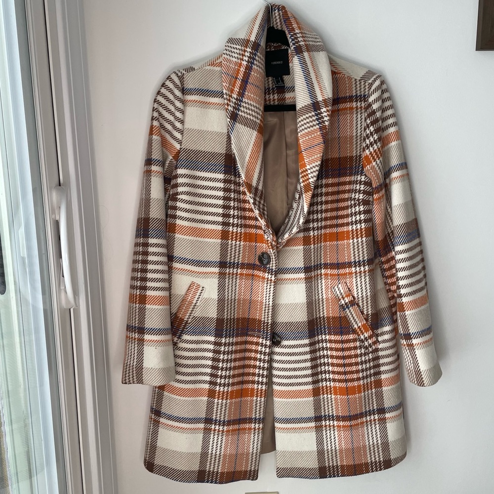 Forever 21 Plaid Brown Check  Peacoat SMALL